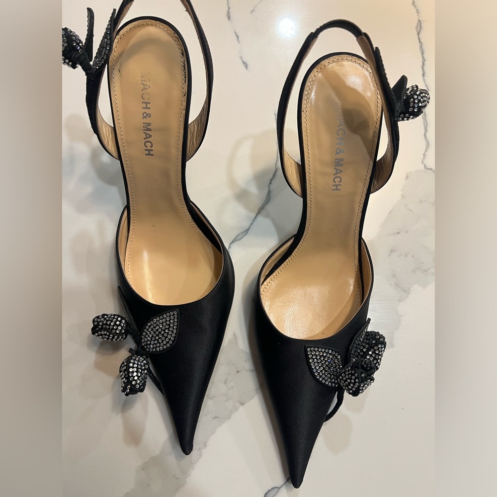 MACH & MACH Black Crystal Embellished Heels